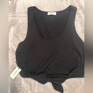 Aritzia BABATON Jeronimo tie front tank top‎ in Black M NWT